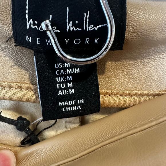 Nicole Miller Faux Leather High Rise Leggings Camel Brown Medium NWT - Picture 10 of 10